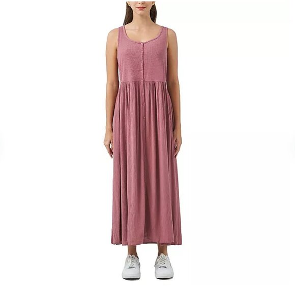 Frye Women's Sleeveless Button Front Midi Dress - M - Picture 1 of 6